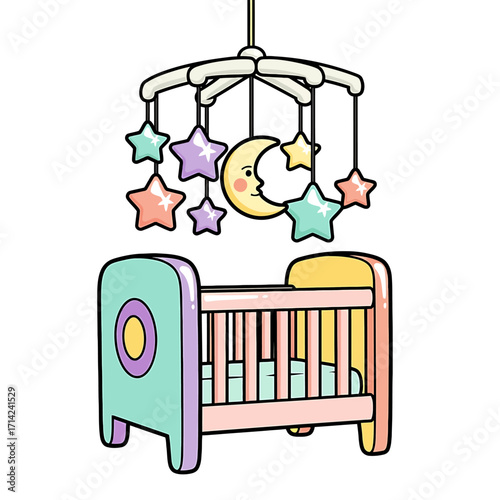 Adorable Baby Crib with Celestial Mobile Sweet Dreams for Little Ones