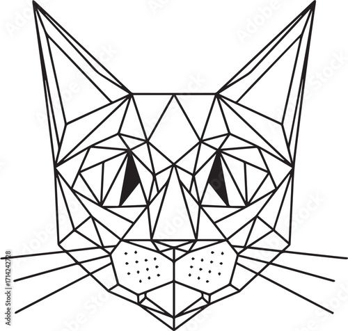 Geometric cat face low poly design, modern animal portrait