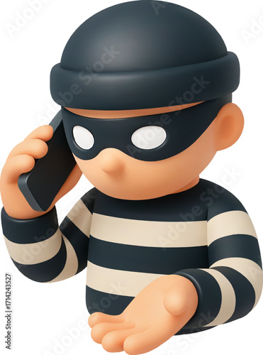 3D Scammer Illustration Fraud Call on Smartphone or Fake Call Center