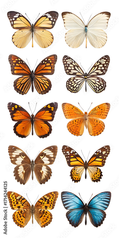 Fototapeta premium PNG Vibrant Butterfly Collection: A Stunning Array of Winged Wonders transparent Background