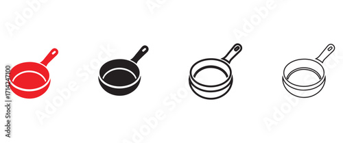 frying pan vector icon illustration, frying pan vector, silhouette and line art