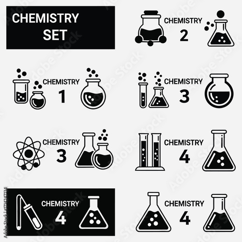 Collection of Chemistry Icons and Symbols for Educational and Scientific Use