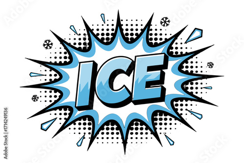 Cool ice explosion in comic book style, feeling refreshing and dynamic