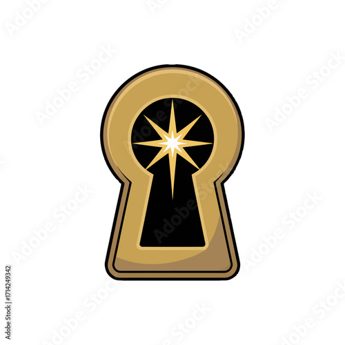 A glowing star shines through a vintage keyhole, symbolizing opportunity and discovery.