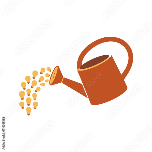 Watering can pouring out bright ideas and inspiration