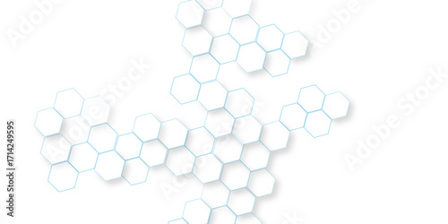 technology abstract background with hexagons mesh, transparent vector background with glowing hexagon geometric, illustration Science technology and medical concept hexagon on transparent background.