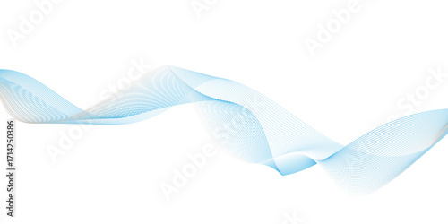 Abstract blue wave lines pattern for banner, modern technology blue line whit white background, Curve wave seamless pattern, line art striped graphic template.