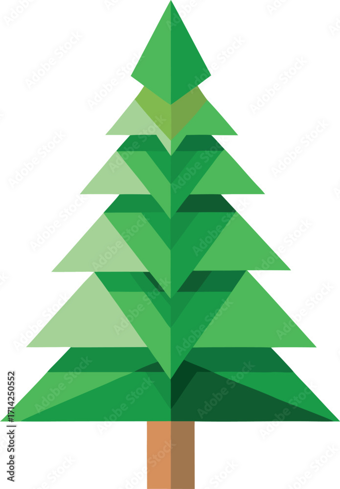 Obraz premium Minimalist Christmas tree made from recycled paper and green leaves vector