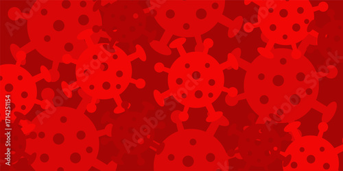 Red background with virus or bacteria texture. Design for banners, posters, social media.