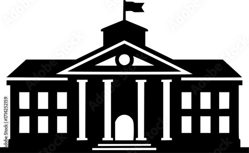 School building silhouette vector Black, university icon symbol. with white background
