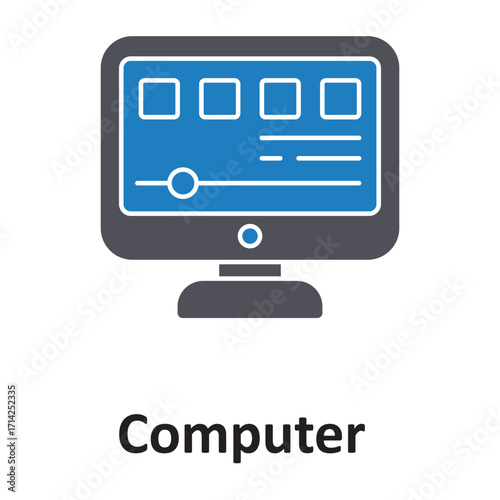 Computer Vector Icon which can easily modify or edit