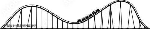 Vector roller coaster ride silhouette park. Rollercoaster icon illustration skyline concept Vector Black silhouettes. with white background
