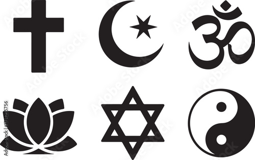Diverse religions unity symbols peace worldwide