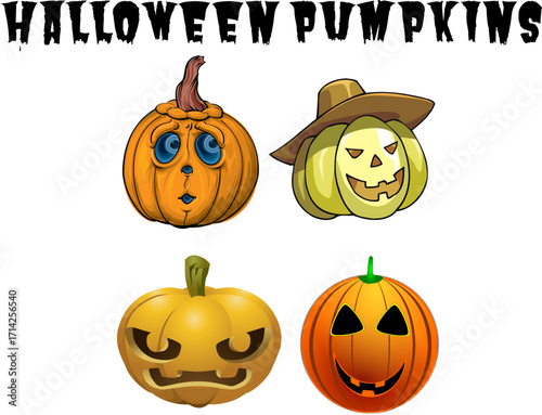 Halloween Pumpkin Faces Set Design