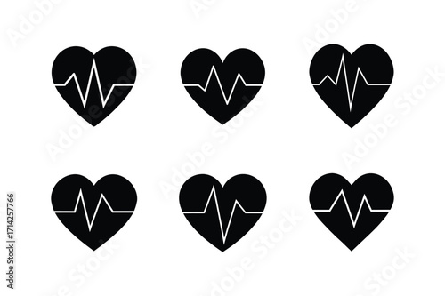 heartbeat line icon silhouette vector illustration