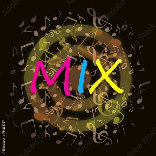 Mix music background with dancing musical notes