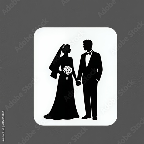 Wallpaper Mural A silhouette of a bride and groom holding hands, symbolizing love and union. Torontodigital.ca