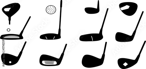 Golf club icon in solid flat trendy design style.
