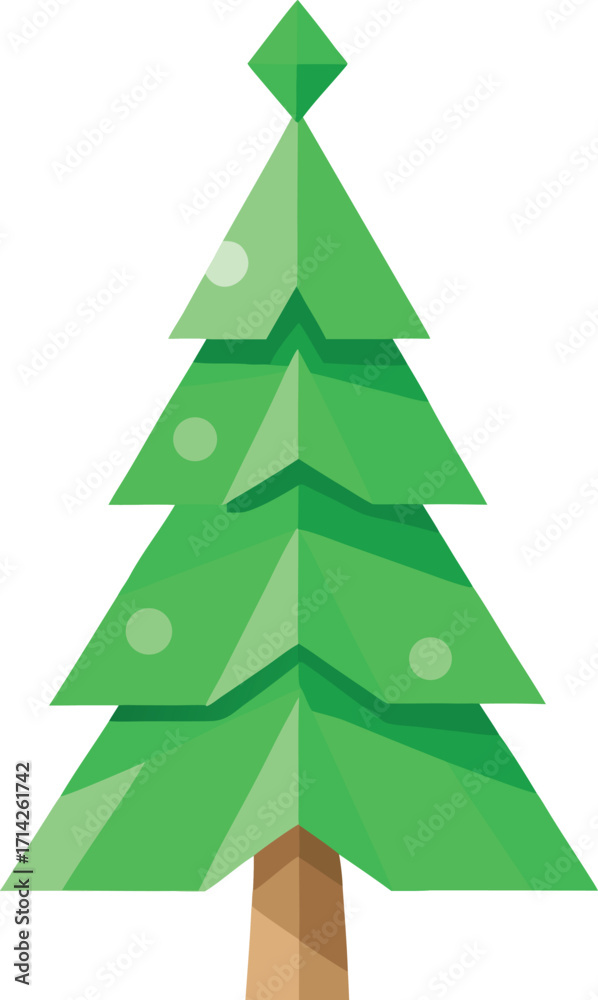 Obraz premium Minimalist Christmas tree made from recycled paper and green leaves vector