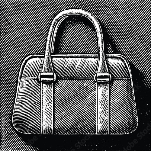 Handbag with curved handles and striped texture purse accessory