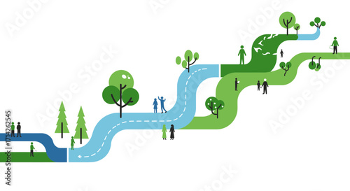 Sustainable Growth Path Vector: Optimistic Clean Lines Design for Eco-Conscious Brands