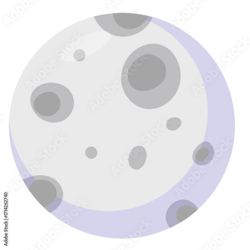 Cartoon Moon with Craters Isolated on White
