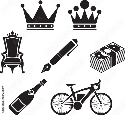 Luxury lifestyle icons wealth success and leisure