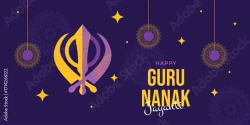 Guru Nanak Jayanti banner. Vector illustration