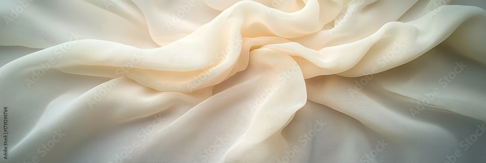 Obraz premium Elegant Light Colored Textile Background Featuring Delicate Draped Fabric with Soft Curves and Waves