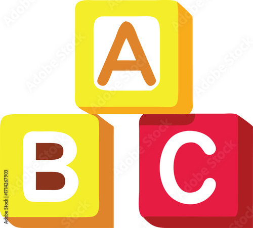 Colorful ABC Blocks Stacked Toy Illustration for Early Childhood Education Playful Design with Vivid Colors and Educational Theme