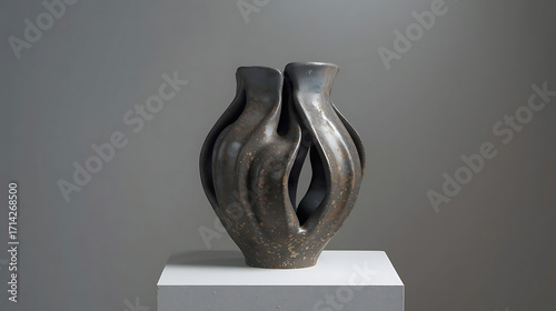 Contemporary ceramic sculpture / abstract organic form