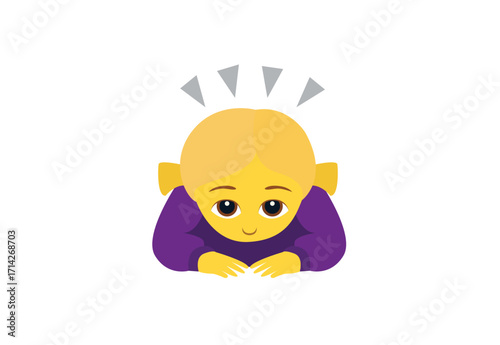 woman Person Bowing deeply dogeza apology large favour emoji symbol sign icon vector illustration isolated flat