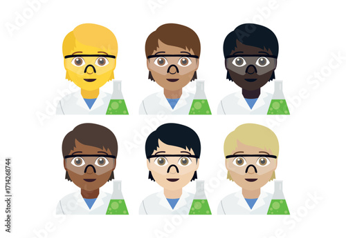 Scientist laboratory emoji symbol sign icon vector illustration isolated flat person people
