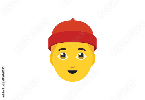 Konstfotografi man with red cap hat woollen cap skullcap emoji symbol sign icon vector illustra