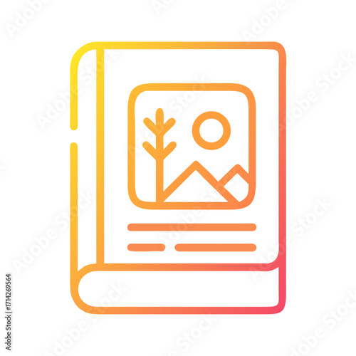 Icon of photo album with image and plant illustration  