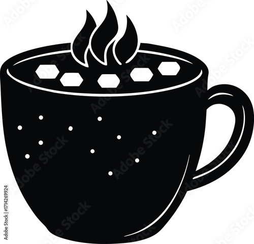 Hot cocoa with marshmallows silhouette vector illustration