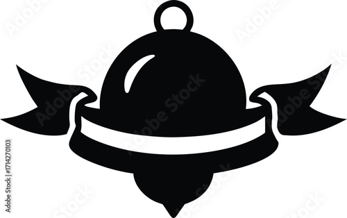 Jingle bell with ribbon silhouette vector illustration