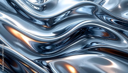 A dynamic background of a flowing, abstract liquid metal pattern.