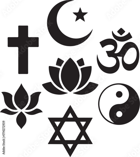 Diverse faiths symbols promote global harmony