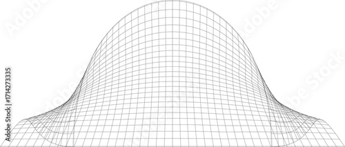 a curve dome in grids on white background, sueful for designing purpose, background, wireframe, 3d design