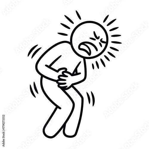 Vector illustration of a person experiencing stomach pain icon scalable graphic art silhouette vector illustration white background