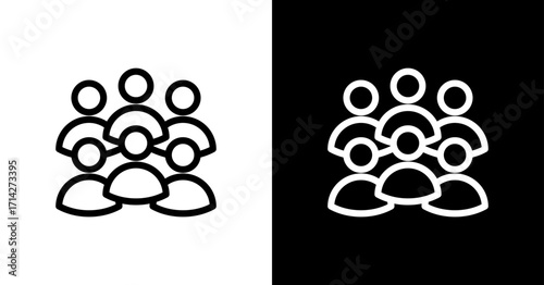 Crowd Gathering White Icon Set Design