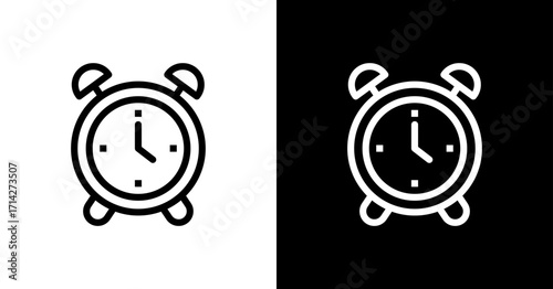 Clock Alarm White Icon Set Design