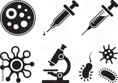 Medical research icons for science and health