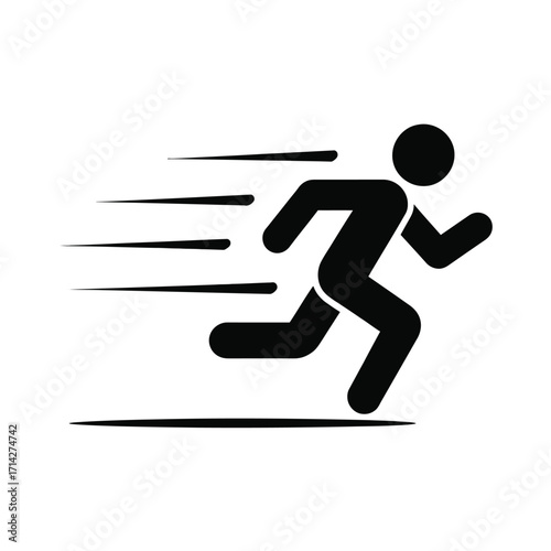 Speedy runner pictogram vector graphic expressing motion and velocity icon silhouette vector illustration white background