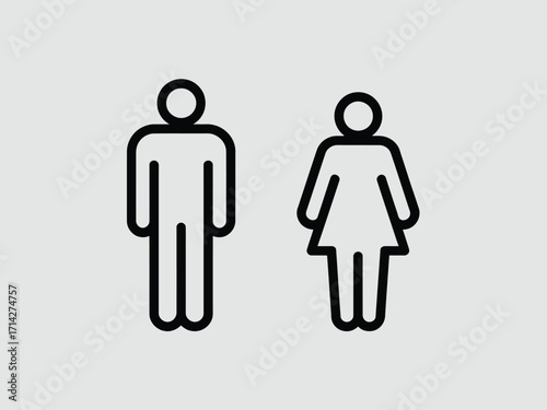 Scalable vector illustration of male and female silhouettes for restroom signage silhouette vector illustration white background