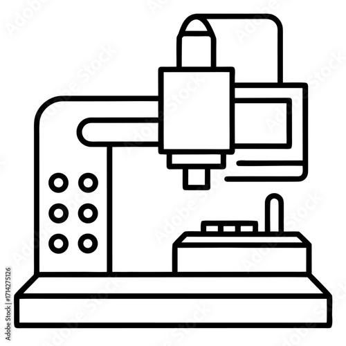 Modern CNC milling machine outline design for manufacturing and production precision process illustration vector graphic resource