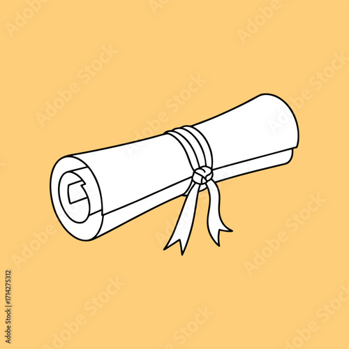 Clean vector of a diploma scroll tied with ribbon