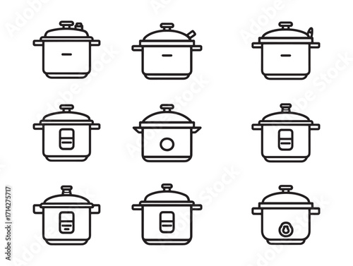 Photos Pressure Cooker Clean Line Art Illustration