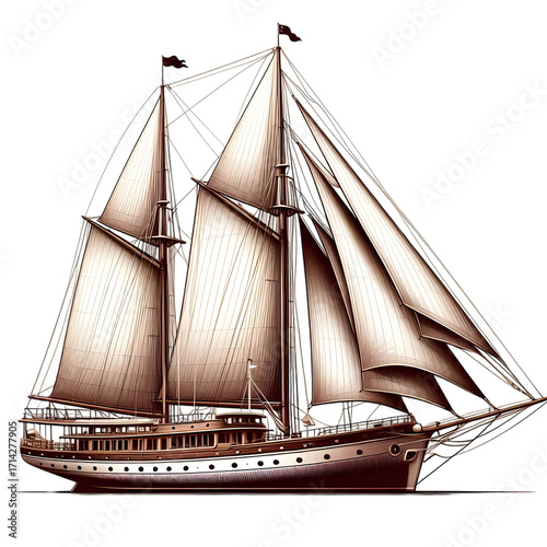 Elegant sailboat illustration isolated. sailboat illustration